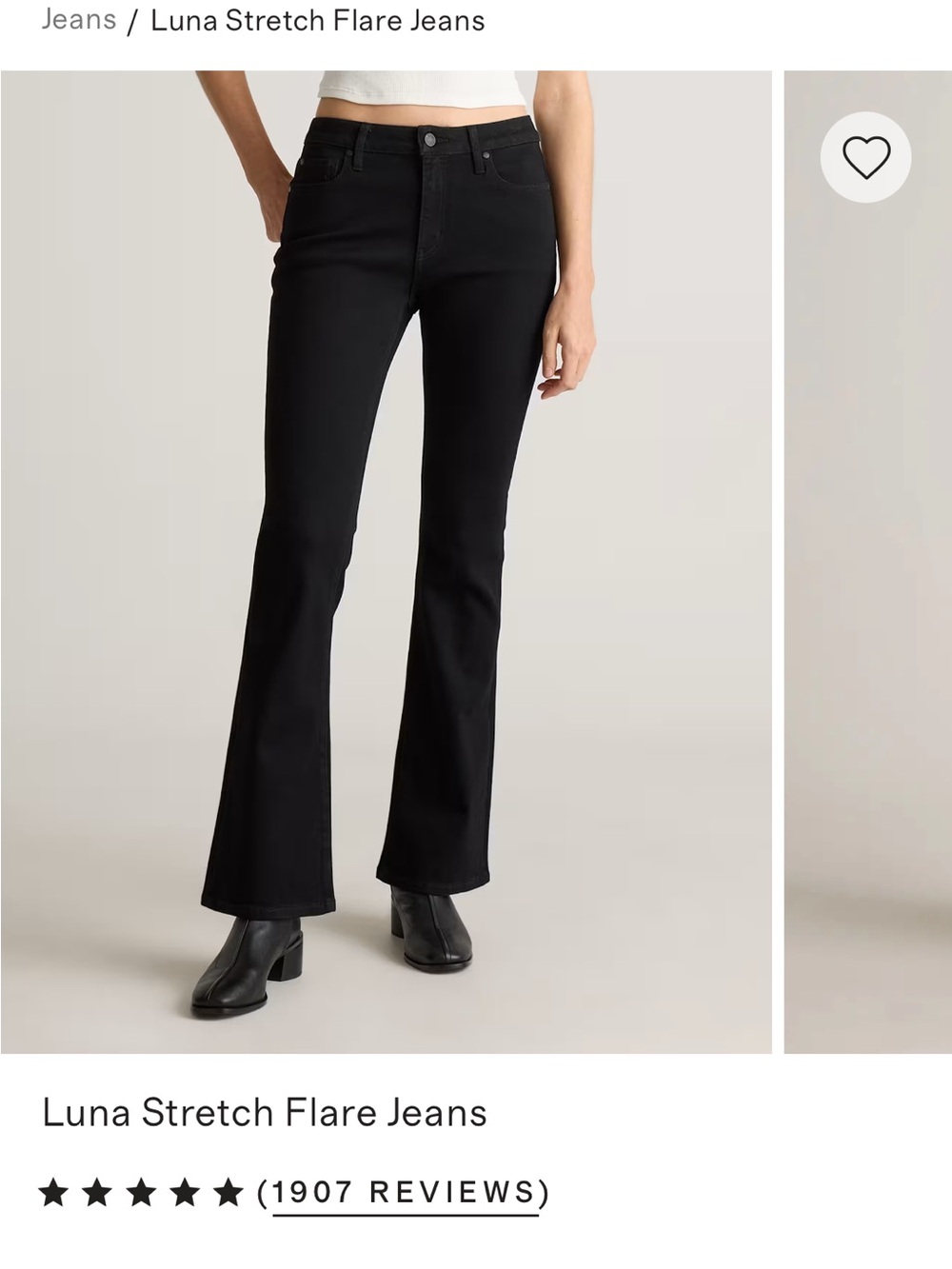Quince Luna Stretch Flare Jeans - Black